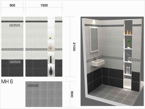 Nên chọn gạch có kích thước lớn để tạo ít mạch cho nhà tắm và dễ dàng cho việc vệ sinh, chà rửa. chọn gạch ốp nhà tắm