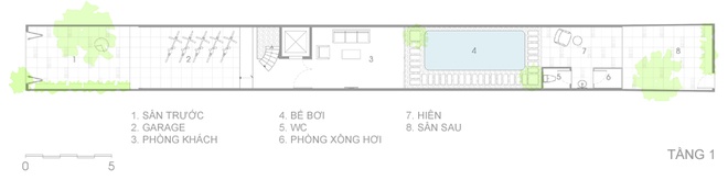 Thiết kế nhà ống ở Sài Gòn có bể bơi tiện nghi như khu nghỉ dưỡng14 các tầng của ngôi nhà.5