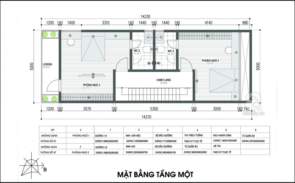 Mặt bằng tầng một tư vấn thiết kế nhà