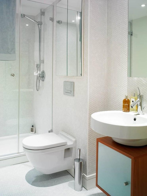 Nhà vệ sinh với nội thất đơn giản, được bao phủ bởi gam trắng sáng thanh lịch tư vấn thiết kế nhà