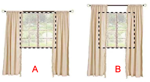 Hãy chọn thanh treo rèm dài hơn bề ngang cửa sổ từ 12-30cm nếu muốn tạo cảm giác cửa sổ rộng hơn mẹo làm rộng không gian