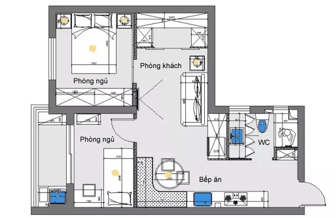 Bản thiết kế chi tiết của căn hộ 48m2 Thiết kế đẹp