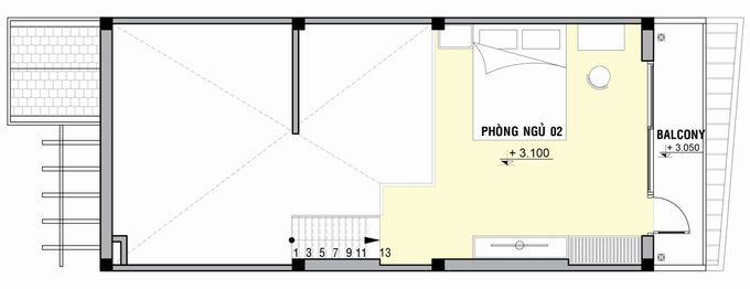 Thiết kế gác lửng vừa đủ chỗ kê thêm giường dự phòng Kiến trúc