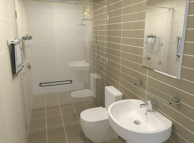 Mỗi tầng đều có WC nhưng chỉ trên tầng 2 mới có khu tắm đứng phục vụ nhu cầu của gia đình Nhà tắm