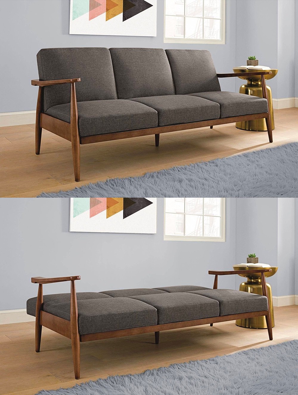 Chiếc sofa Ftuon mang hơi hướng, cổ điển, trung cổ. Bộ khung gỗ thanh mảnh được lấy cảm hứng từ thiết kế Scandinavian, có thể mở rộng thành một chiếc giường futon Bàn ghế