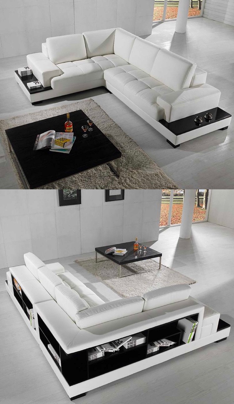 Với không gian rộng, kiểu sofa chữ L luôn rất lý tưởng. Để tận dụng không gian, bạn có thể chọn mẫu sofa có thêm kệ lưu trữ sau lưng như thế này để tiết kiệm không gian Kiến trúc nhà ở