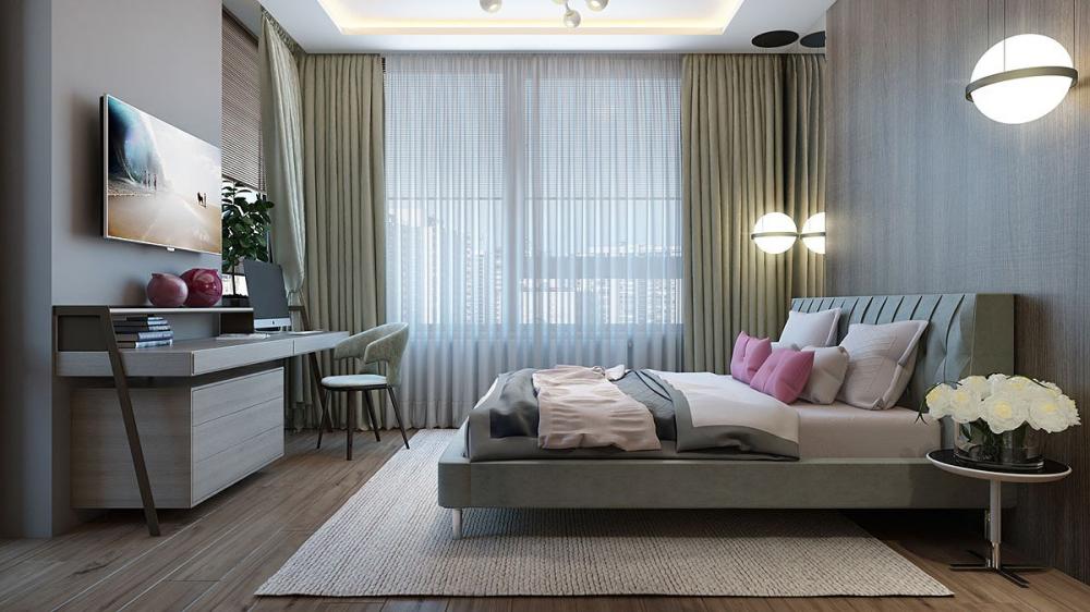 Bàn làm việc ở cuối giường tiện ích Nội thất