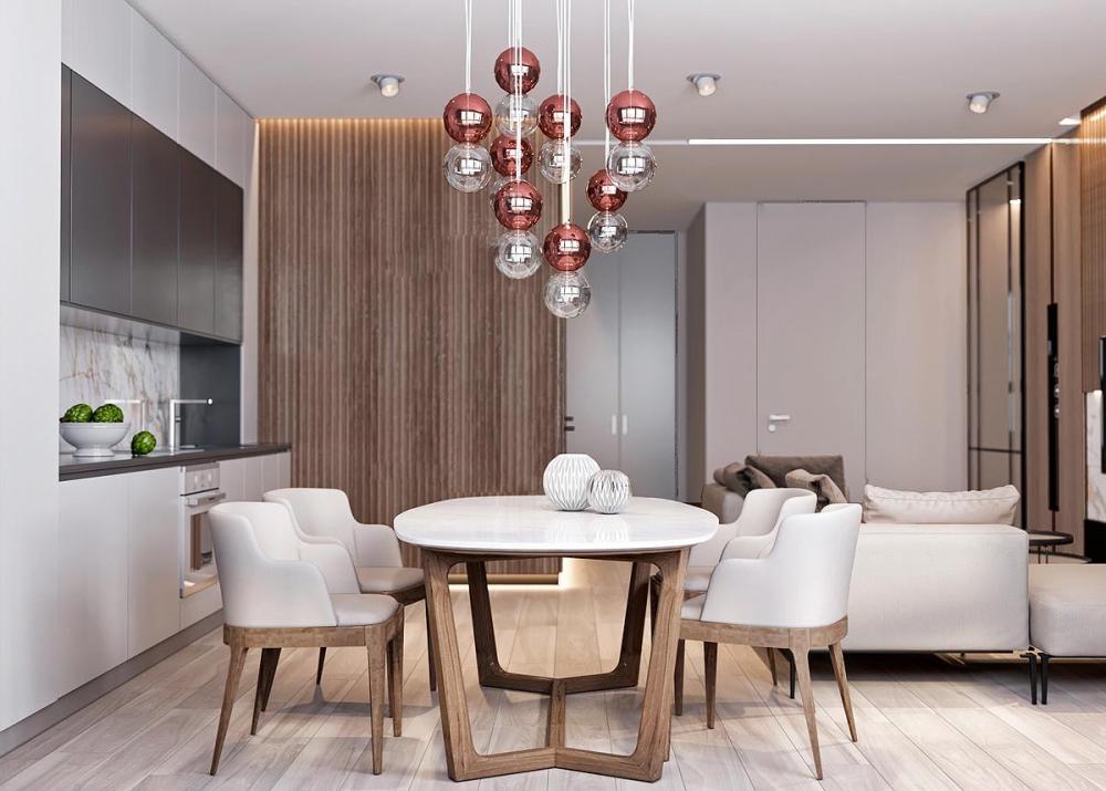 Bộ bàn ghế ăn mang phong cách cổ điển kết hợp đèn mặt dây chuyền sang trọng Kiến trúc đẹp