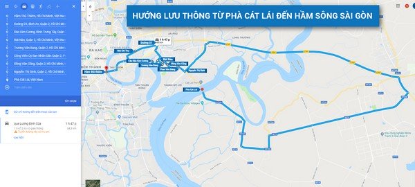 Hướng lưu thông từ phà Cát Lái tới hầm sông Sài Gòn công trình giao thông