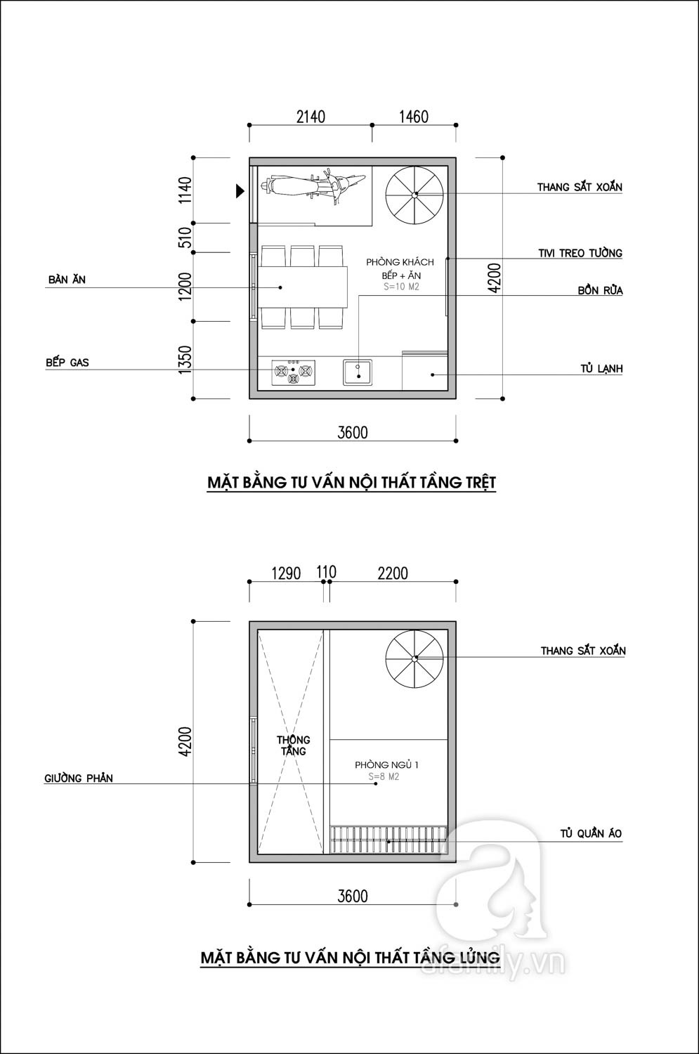 Mặt bằng tư vấn thiết kế nhà ống tầng trệt và tầng lửng. tư vấn thiết kế nhà ống