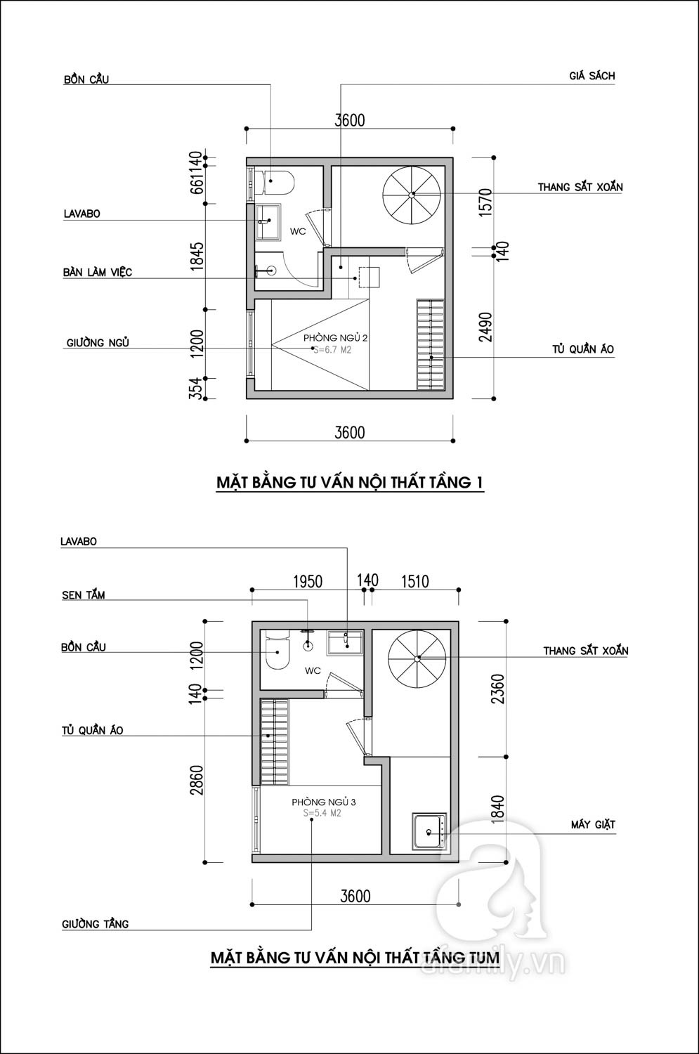 Mặt bằng tư vấn tầng 1 và tầng tum của nhà ống 15m2 nhà ống 15m2
