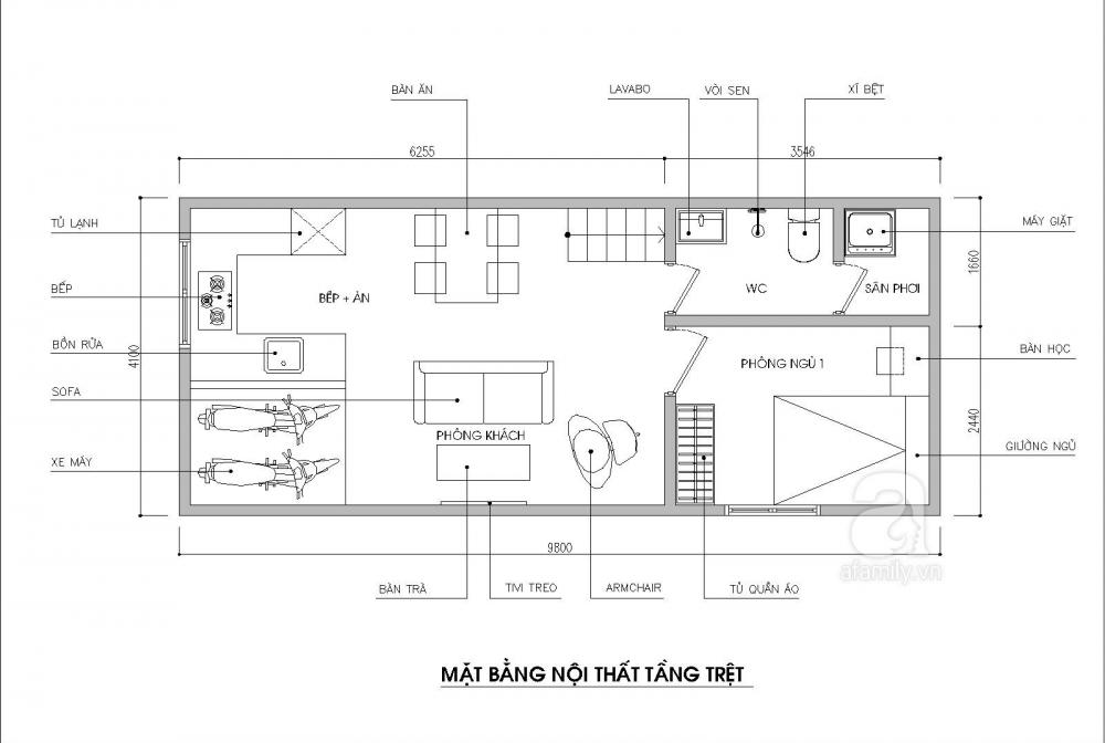 Mặt bằng nội thất tầng trệt mặt bằng nội thất