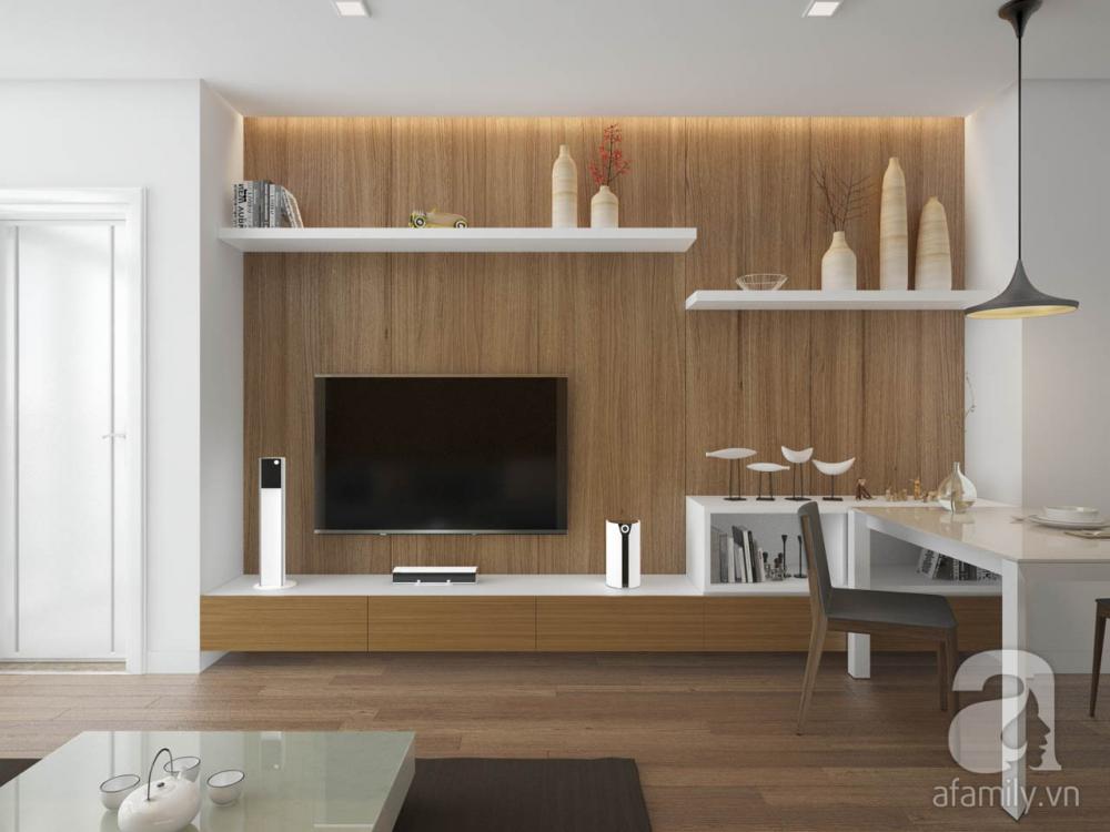 Tủ vách treo tivi thiết kế đơn giản nhưng ấn tượng tủ ti vi
