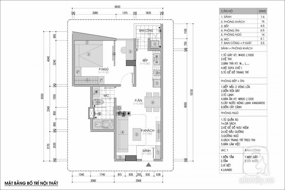 Mặt bằng tư vấn nội thất căn hộ 50m2 tư vấn nội thất căn hộ 50m2