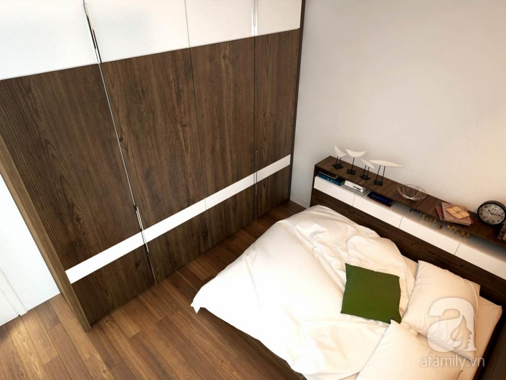Khu vực còn của phòng ngủ là tủ quần áo cao kịch trần và bàn làm việc sát hướng cửa sổ tủ quần áo cao sát trần