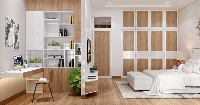 Phòng ngủ bố trí trên tầng 2 của ngôi nhà đảm bảo sự riêng tư bố trí phòng ngủ