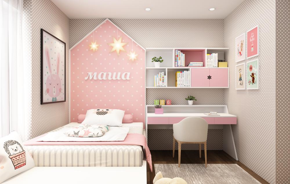 Gam màu hồng ngọt ngào trong phòng ngủ của cô con gái đề cao sự nữ tính phòng ngủ bé gái