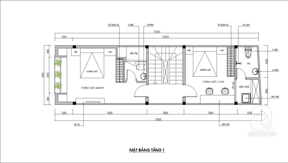 Ảnh chụp bản vẽ tư vấn thiết kế mặt bằng tầng 1 nhà ống 48 m2 mặt bằng tầng 1