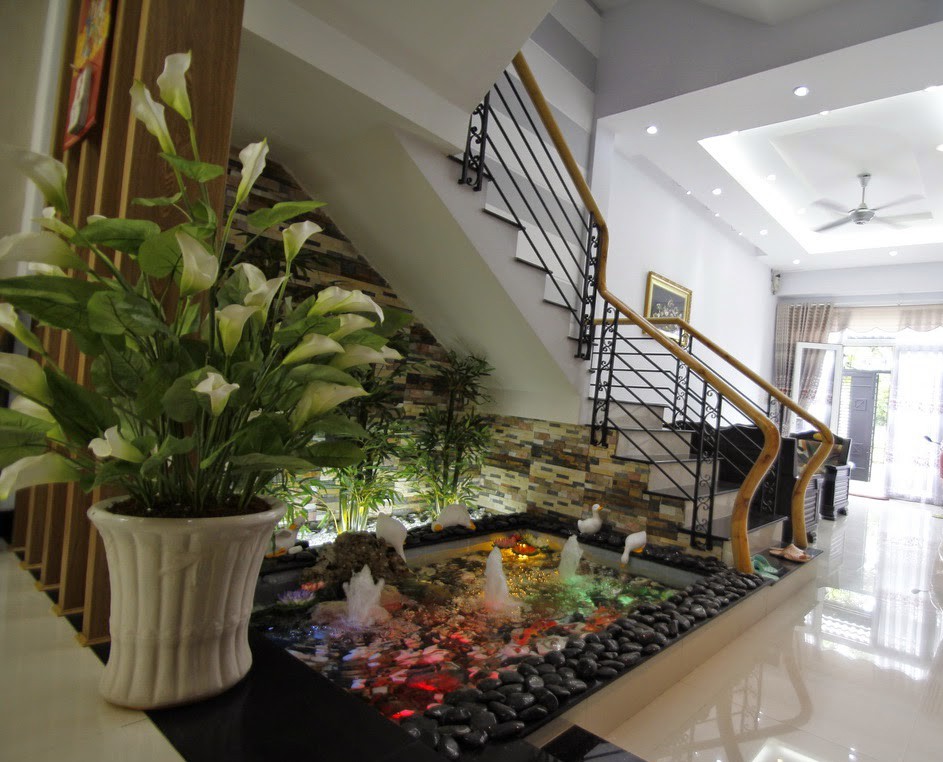 Tiểu cảnh nước bố trí dưới chân cầu thang tiểu cảnh cầu thang