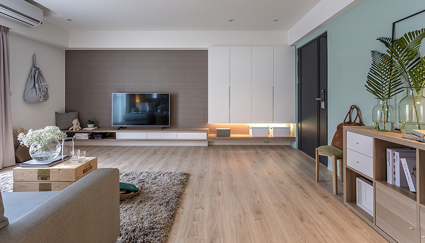Kệ ti vi bố trí ở mảng tường đối diện sofa phòng khách kệ ti vi đẹp