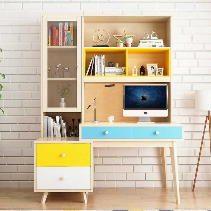 Một mẫu thiết kế bàn học kết hợp giá sách tiện nghi, phù hợp với không gian nhà nhỏ bàn học kết hợp giá sách