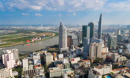 Các toà nhà cao tầng tại TP.HCM nhìn từ trên cao. Ảnh: Vũ Lê căn hộ dịch vụ tại TP.HCM