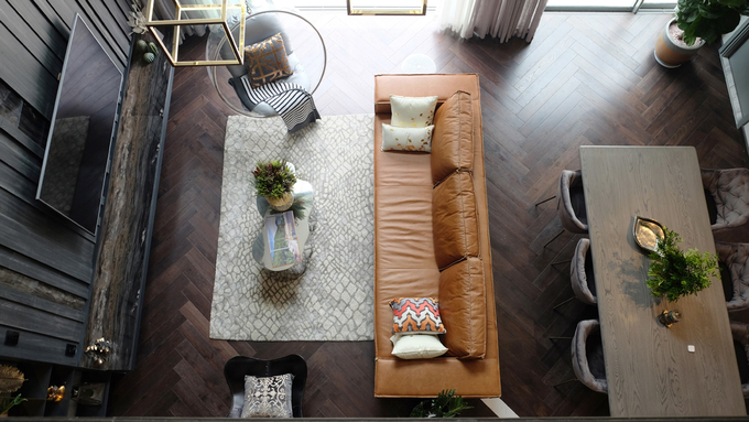 Ảnh chụp phòng khách căn hộ nhìn từ trên xuống căn hộ đẹp